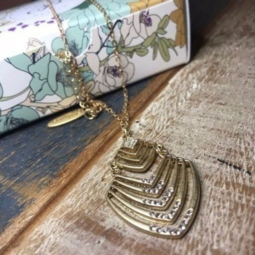 Plunder‎ Blakely Shae Geometric Chevron Rhinestone Necklace Art Deco Style